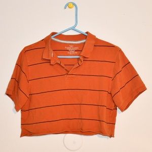 Orange collared cropped shirt